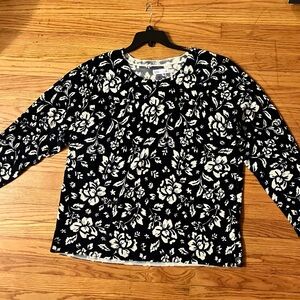 Croft & Barrow Black and White Floral Sweater